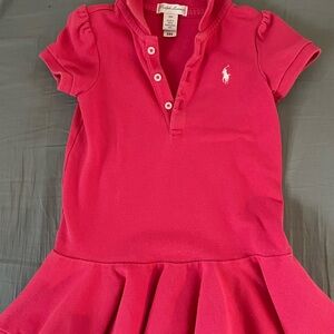 Ralph Lauren Girls Hot Pink Polo Dress with White Pony logo